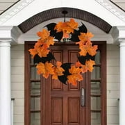 Bwomeauty Halloween Clearance, Halloween Decoration Wreath Pendant Window Door Hanging Maple Leaf Wreath